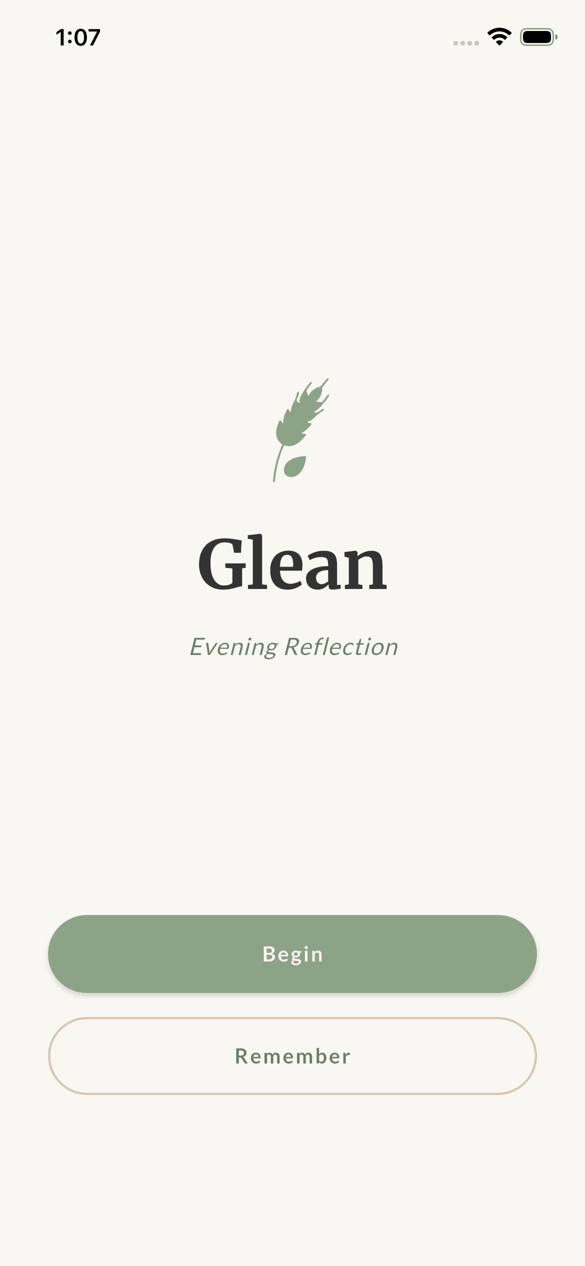Glean welcome screen